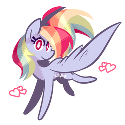 Size: 1036x1036 | Tagged: safe, artist:lillynya, edit, editor:grapefruitface, rainbow dash, pegasus, pony, g4, cropped, female, flying, heart, looking at you, mare, simple background, solo, white background, white pupils