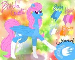 Size: 1024x819 | Tagged: safe, artist:violetlove88, oc, oc:bubble gust, pegasus, pony, clothes, cute, female, flower, mare, reference sheet, socks