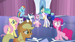 Size: 1280x720 | Tagged: safe, artist:fruft, edit, edited screencap, editor:slayerbvc, screencap, vector edit, applejack, fluttershy, pinkie pie, princess cadance, princess celestia, princess flurry heart, princess luna, rainbow dash, rarity, shining armor, alicorn, earth pony, pegasus, pony, unicorn, g4, the crystalling, accessory-less edit, alicorn tetrarchy, alicorn triarchy, baby, baby pony, bare hooves, diaper, ethereal mane, female, filly, floppy ears, foal, holding a pony, male, mare, missing accessory, panic, remane five, royal family, stallion, surprised, vector, wide eyes, worried