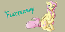 Size: 8000x4000 | Tagged: safe, artist:emilywulfstudios, fluttershy, pony, g4, absurd resolution, brown background, female, simple background, sitting, solo, style emulation