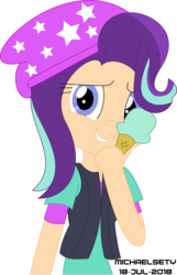 Size: 3500x5440 | Tagged: safe, artist:michaelsety, starlight glimmer, equestria girls, g4, beanie, cute, female, food, glimmerbetes, hat, ice cream, simple background, solo, transparent background