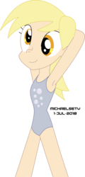 Size: 3500x7276 | Tagged: safe, artist:michaelsety, derpy hooves, human, g4, armpits, clothes, female, humanized, one-piece swimsuit, simple background, solo, swimsuit, transparent background