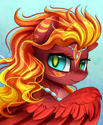Size: 1446x1764 | Tagged: safe, artist:pridark, oc, oc only, oc:firecloud, pegasus, pony, bust, commission, female, looking at you, portrait, smiling, solo