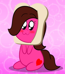 Size: 1024x1160 | Tagged: safe, artist:aarondrawsarts, oc, oc:rose bloom, blushing, bread, bread head, chibi, cute, food