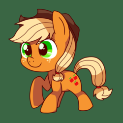 Size: 500x500 | Tagged: safe, artist:スカイ, applejack, earth pony, pony, g4, female, green background, mare, simple background, solo