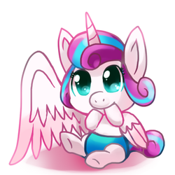 Size: 400x400 | Tagged: safe, artist:スカイ, princess flurry heart, alicorn, pony, g4, baby, baby pony, cute, diaper, female, filly, flurrybetes, pixiv, simple background, solo, white background