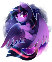 Size: 500x600 | Tagged: safe, artist:スカイ, twilight sparkle, alicorn, pony, g4, female, looking at you, mare, solo, space, twilight sparkle (alicorn)