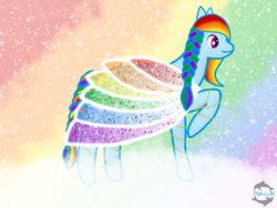 Size: 4000x3000 | Tagged: safe, artist:delphina34, rainbow dash, pony, g4, clothes, dress, female, gradient background, rainbow dash always dresses in style, signature, solo
