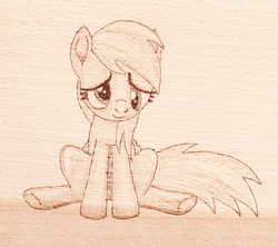Size: 1144x1016 | Tagged: safe, artist:malte279, derpy hooves, g4, craft, cute, derpabetes, pyrography, traditional art