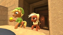 Size: 1920x1080 | Tagged: safe, artist:soad24k, 3d, epona, female, gmod, link, male, mare, rupee, stallion, the legend of zelda