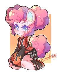 Size: 2007x2397 | Tagged: safe, artist:sugarcubeee, pinkie pie, earth pony, pony, g4, alternate hairstyle, clothes, cute, diapinkes, female, high res, hoof shoes, jacket, mare, mary janes, moe, pigtails, pinkie puffs, pleated skirt, shoes, skirt, solo