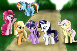 Size: 1024x679 | Tagged: safe, artist:enviaart, applejack, fluttershy, pinkie pie, rainbow dash, rarity, twilight sparkle, pony, g4, cute, female, filly, filly applejack, filly fluttershy, filly pinkie pie, filly rainbow dash, filly rarity, filly six, filly twilight sparkle, mane six, younger
