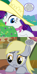 Size: 567x1134 | Tagged: safe, edit, edited screencap, editor:korora, screencap, derpy hooves, rarity, a canterlot wedding, g1, g4, mish mash melee, slice of life (episode), cropped, derp, faic, g1 to g4, generation leap, hat, implied frazzits, implied pinkie pie, implied rainbow dash, implied vinyl scratch, personality swap, rarara, speech bubble, text, underp, voice actor joke