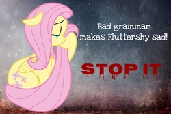 Size: 1094x730 | Tagged: safe, edit, fluttershy, pegasus, pony, g4, crying, cutie mark, eyes closed, female, floppy ears, image macro, mare, meme, sad, sitting, text, wings