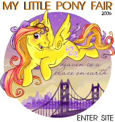 Size: 467x500 | Tagged: safe, artist:fireflower, oc, oc only, oc:tulley fog, pegasus, pony, 2006 my little pony fair, my little pony fair, g3, 2006, female, flying, gif, happy, logo, mare, non-animated gif, open mouth, open smile, simple background, smiling, spread wings, tail, toy fair, transparent background, wings