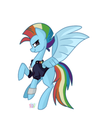 Size: 608x771 | Tagged: safe, artist:rankiedashlight002, rainbow dash, pony, g4, 80s, alternate hairstyle, clothes, female, glam rock dash, jacket, mohawk, retro, simple background, solo, white background