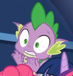 Size: 301x312 | Tagged: safe, screencap, spike, dragon, a matter of principals, g4, cropped, male, shocked, winged spike, wings