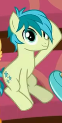 Size: 160x317 | Tagged: safe, screencap, sandbar, earth pony, pony, a matter of principals, g4, cropped, male, smiling