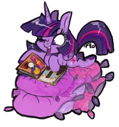 Size: 1200x1280 | Tagged: safe, artist:lavendire, twilight sparkle, alicorn, pony, g4, book, comic book, female, one eye closed, pillow, simple background, solo, twilight sparkle (alicorn), white background, wink