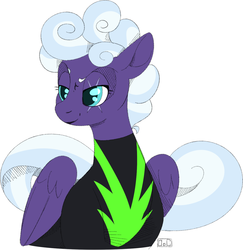 Size: 1167x1199 | Tagged: safe, artist:ogaraorcynder, rolling thunder, pegasus, pony, g4, the washouts (episode), bust, clothes, colored pupils, eye scar, female, floppy ears, mare, scar, simple background, sketch, smiling, solo, washouts uniform, white background