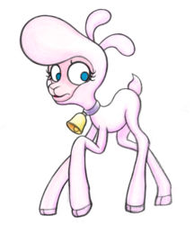 Size: 584x677 | Tagged: safe, artist:twilibrary, pom (tfh), lamb, sheep, them's fightin' herds, bell, bell collar, collar, community related, digital art, female, looking at you, simple background, solo, standing, transparent background