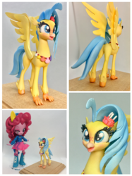 Size: 1200x1605 | Tagged: safe, artist:fromamida, pinkie pie, princess skystar, equestria girls, g4, my little pony: the movie, craft, doll, equestria girls minis, eqventures of the minis, female, irl, photo, sculpture, size difference, toy, traditional art