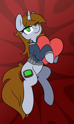 Size: 1844x3080 | Tagged: safe, artist:niggerdrawfag, derpibooru exclusive, oc, oc only, oc:littlepip, pony, unicorn, fallout equestria, body pillow, body pillow design, clothes, commission, cutie mark, fanfic, fanfic art, female, heart, hooves, horn, jumpsuit, mare, solo, vault suit