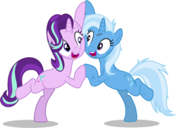 Size: 13630x9911 | Tagged: safe, artist:famousmari5, starlight glimmer, trixie, pony, unicorn, g4, road to friendship, absurd resolution, female, mare, messy mane, simple background, transparent background, vector