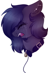 Size: 635x960 | Tagged: safe, artist:_spacemonkeyz_, oc, oc only, pony, bust, crying, female, leash, mare, portrait, simple background, solo, transparent background