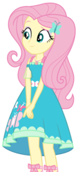 Size: 1294x2866 | Tagged: safe, artist:sketchmcreations, fluttershy, equestria girls, equestria girls series, g4, rollercoaster of friendship, clothes, cutie mark on clothes, fluttershy boho dress, geode of fauna, magical geodes, raised eyebrow, simple background, skirt, smiling, solo, transparent background, vector