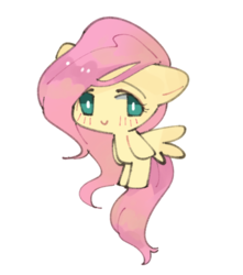 Size: 528x596 | Tagged: safe, artist:dusty-munji, fluttershy, pony, g4, blushing, chibi, cute, female, looking at you, mare, simple background, solo, white background