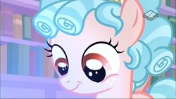 Size: 1200x675 | Tagged: safe, screencap, cozy glow, pegasus, pony, g4, what lies beneath, book, bookshelf, female, filly, pure concentrated unfiltered evil of the utmost potency, pure unfiltered evil, solo