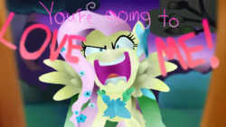 Size: 2560x1440 | Tagged: safe, artist:chillyzturtlez, fluttershy, g4, season 1, the best night ever, flutterrage, scene interpretation, you're going to love me