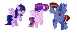 Size: 1024x439 | Tagged: safe, artist:k3elliebear, oc, oc only, oc:chaos quartz, oc:lightning quartz, oc:rose quartz, pegasus, pony, base used, female, male, mare, simple background, stallion, transparent background