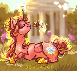 Size: 1024x939 | Tagged: safe, artist:segraece, princess cadance, alicorn, pony, g4, eyes closed, female, flower, magic, mare, solo