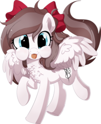 Size: 2080x2534 | Tagged: safe, artist:xsidera, oc, oc only, oc:aurelleah, oc:aurry, pegasus, pony, bow, commission, happy, high res, simple background, solo, tongue out, transparent background