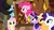 Size: 1920x1080 | Tagged: safe, screencap, applejack, fluttershy, pinkie pie, rainbow dash, rarity, twilight sparkle, yigrid, alicorn, earth pony, pegasus, pony, unicorn, yak, g4, yakity-sax, female, mane six, mare, nos no, twilight sparkle (alicorn), yovidaphone