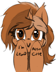 Size: 497x634 | Tagged: safe, artist:freefraq, oc, oc only, oc:sign, pony, unicorn, body writing, bust, c:, colored sketch, don't dead open inside, female, freckles, hooves on cheeks, hooves on face, looking at you, mute, simple background, smiling, solo, transparent background