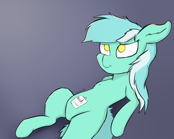 Size: 2500x2000 | Tagged: safe, artist:rainyvisualz, lyra heartstrings, earth pony, pony, g4, belly, ear fluff, earth pony lyra heartstrings, female, floppy ears, high res, hungry, missing horn, note, on back, solo, stomach noise