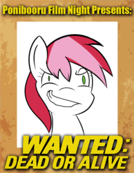 Size: 700x900 | Tagged: safe, artist:daisyhead, oc, oc:flicker, ponibooru film night, wanted dead or alive