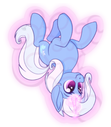 Size: 1752x2000 | Tagged: safe, artist:binkyt11, derpibooru exclusive, trixie, pony, unicorn, g4, road to friendship, female, levitation, magic, mare, medibang paint, self-levitation, simple background, solo, telekinesis, transparent background, upside down