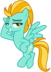 Size: 2000x2850 | Tagged: safe, artist:cheezedoodle96, lightning dust, pegasus, pony, g4, .svg available, crossed legs, female, flying, high res, hooves behind head, hooves on hips, lidded eyes, lightning babe, looking at you, mare, pose, raised eyebrow, simple background, smiling, solo, stupid sexy lightning dust, svg, transparent background, vector