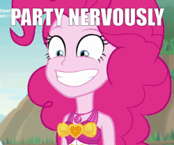 Size: 639x531 | Tagged: safe, edit, edited screencap, screencap, pinkie pie, equestria girls, friendship math, g4, my little pony equestria girls: better together, animated, female, image macro, meme, nervous, nodding, party hard, perfect loop
