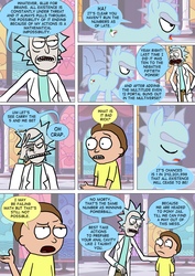 Size: 800x1130 | Tagged: safe, artist:imbriaart, earth pony, human, pony, comic:magic princess war, clothes, comic, crossover, hilarious in hindsight, morty smith, ponified, rick and morty, rick sanchez, self ponidox