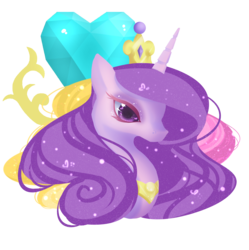 Size: 2994x3001 | Tagged: safe, artist:neko-luvz, princess cadance, pony, g4, alternate mane color, bust, cutie mark background, ethereal mane, female, heart, heart eyes, high res, jewelry, mare, regalia, simple background, solo, starry mane, transparent background, wingding eyes