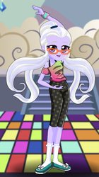 Size: 392x702 | Tagged: safe, artist:spike fancy, sugarcoat, human, equestria girls, g4, clothes, dressup game, female, glasses, lipstick, looking at you, shoes, smiling, starsue