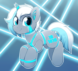 Size: 2361x2161 | Tagged: safe, artist:moozua, derpibooru exclusive, oc, oc only, oc:equoid #42, pony, robot, robot pony, unicorn, binary, commission, cute, high res, looking at you, male, solo, stallion