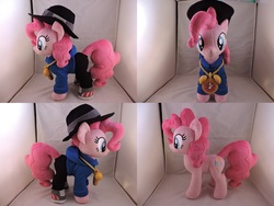 Size: 1597x1199 | Tagged: safe, artist:little-broy-peep, pinkie pie, earth pony, pony, g4, clock, clothes, female, hoodie, irl, mare, pants, photo, plushie, rapper pie, shoes, solo