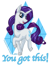Size: 720x937 | Tagged: safe, artist:texasuberalles, part of a set, rarity, pony, unicorn, g4, colored hooves, cutie mark background, female, looking at you, mare, raised hoof, simple background, solo, white background, you got this