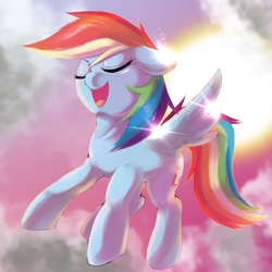 Size: 1536x1536 | Tagged: safe, artist:kurogewapony, rainbow dash, pegasus, pony, g4, eyes closed, female, mare, open mouth, solo, wings